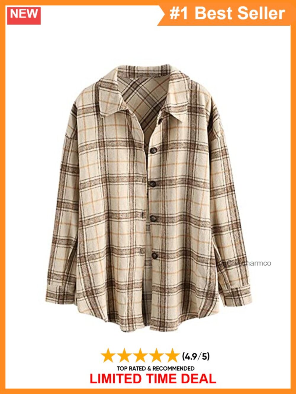 Plaid Button Down Shacket Long Sleeve Thin Jacket Loose Fit Oversize Coat with